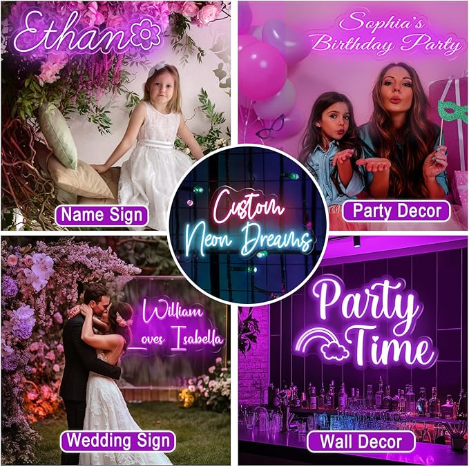 Custom Neon Sign – Personalized LED Neon Name Sign for Wall Decor, Bedroom, Birthday Gifts for 10 Year Old Girls, Wedding Proposal, Party Backdrop, Kids Room Decor, Customizable LED Light