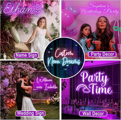 Custom Neon Sign – Personalized LED Neon Name Sign for Wall Decor, Bedroom, Birthday Gifts for 10 Year Old Girls, Wedding Proposal, Party Backdrop, Kids Room Decor, Customizable LED Light
