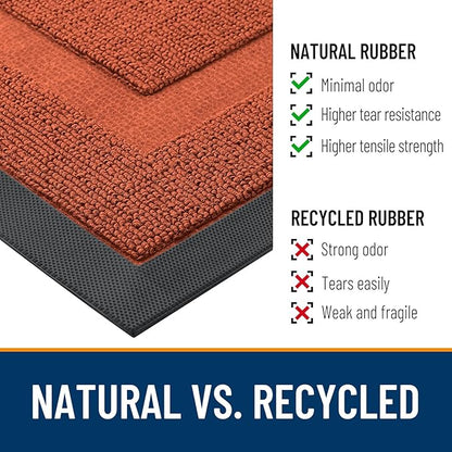 OLANLY Front Door Mat Indoor Outdoor Entrance, Waterproof All-Season, All-Weather Doormat, Sturdy Natural Rubber, Low Profile, Easy Clean Patio Porch Entryway Mat, 71x23, Vermillion Red