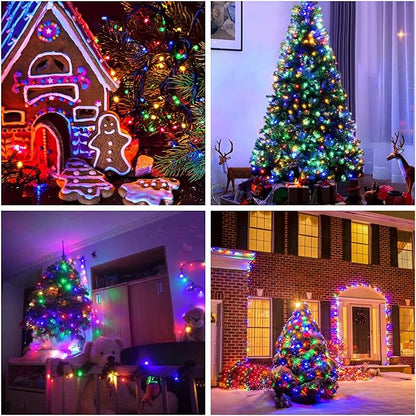 JMEXSUSS 300 LED Christmas Lights Outdoor Waterproof, Multicolor Christmas Tree Lights Plug in, 8 Modes Twinkle Fairy String Lights for Indoor Xmas Wedding Party Garden Decoration