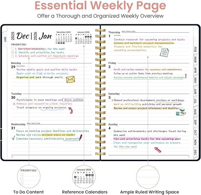 2026 Planner, Weekly and Monthly Planner for Women, Jan 2026 - Dec 2026 Pretty 2026 Calendar Planner with Monthly Tabs, Inner Pocket, Spiral Binding, Perfect for Office Home School - 8.5" x 11", Garden of Whimsy