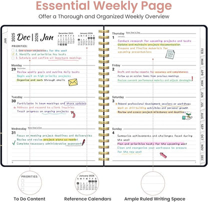 2026 Planner, Weekly and Monthly Planner for Women, January 2026 to December 2026, Pretty Hardcover 2026 Calendar Planner Book with Tabs, Inner Pocket, Spiral Bound, Perfect Office Home School Supplies - 6.3" x 8.5", Celestial