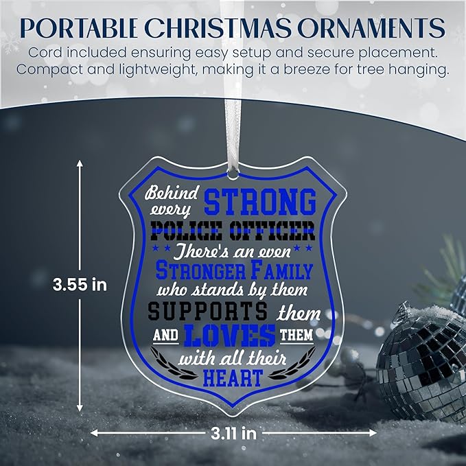 FLAGWIX Christmas Police Gifts for Men Women - Acrylic Christmas Ornaments 2025 for Tree Decorations - Police Ornaments for Tree, Inspirational Cop Gifts for Men Dad Grandpa
