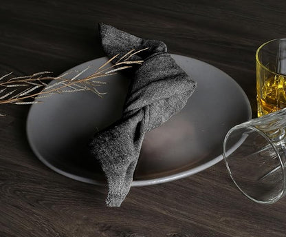 Native Fab Set of 12 Chambray Cloth Napkins - 100% Cotton, 17x17 Inches, Soft, Durable, Washable, Reusable Dinner Napkins - Table Linen for Wedding, Restaurant, Kitchen, Parties, Daily Use, Black