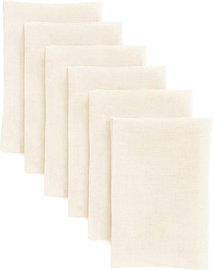 Solino Home Ivory Linen Napkins Set of 6-100% Pure Linen Cloth Washable Dinner Napkins 20 x 20 Inch for Fall, Autumn, Christmas, Holiday, New Year - Fete
