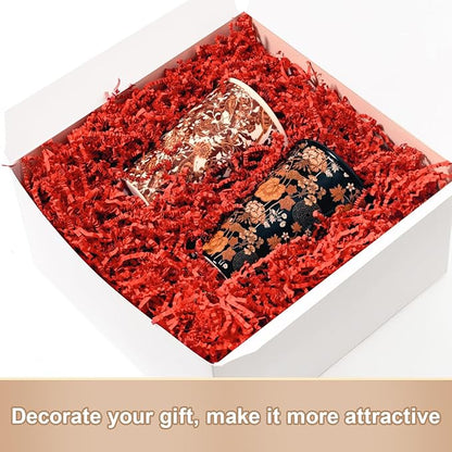 Wowxyz 1 LB Crinkle Cut Paper Shred Red Crinkle Shredded Paper for Gift Baskets - Gift Box Bag Filler - Confetti Stuffing for Birthday, Holiday Present Packaging Wrapping