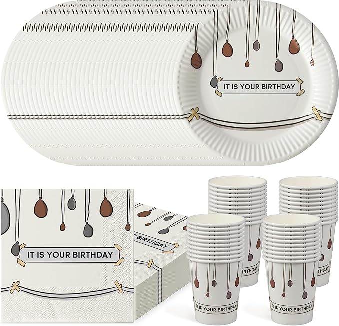 120 PCS It Is Your Birthday Disposable Birthday Party Supplies Set, The Office Merchandise Party Decoration Paper Cups, Plates and Napkins for The Office TV Show Fans Family, Friends and Coworkers