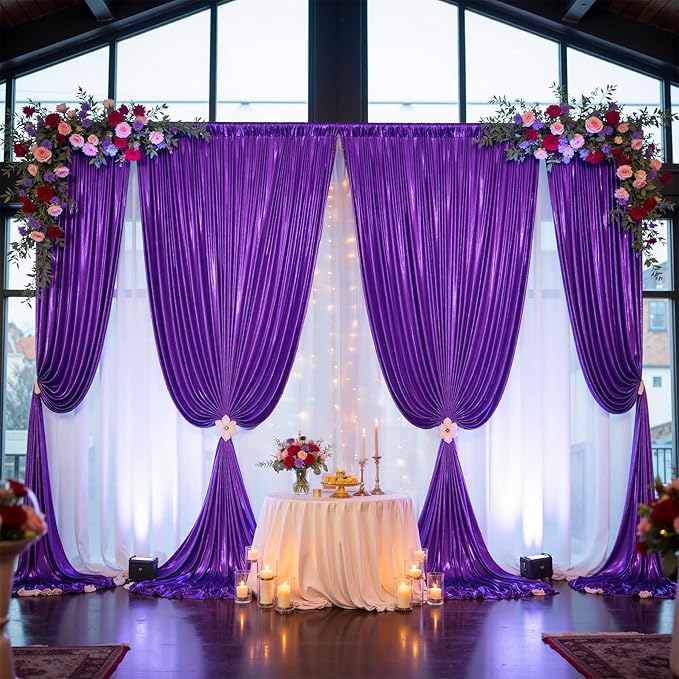 10ftx10ft Shimmer Purple Sequin Backdrop Curtain for Parties-2 Panels 5x10ft Thick Wrinkle Free Glitter Backdrop Drapes Photo Back Drop Curtains for Girl Birthday Wedding Photography Background