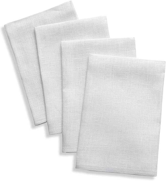 Solino Home Linen Napkins Set of 4-100% Pure Linen Silver Cloud Dinner Napkins Cloth 20 x 20 Inch for Fall, Autumn - Fete, Handcrafted and Machine Washable