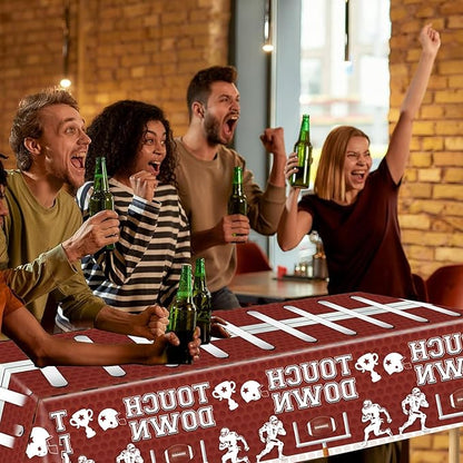 2 PCS Football Tablecloth Plastic 54 X 108Inch, Football Party Decorations Table Cloth Disposable Football Field Tablecloth Touchdown Table Cover for Football Birthday Party Supplies (Football)