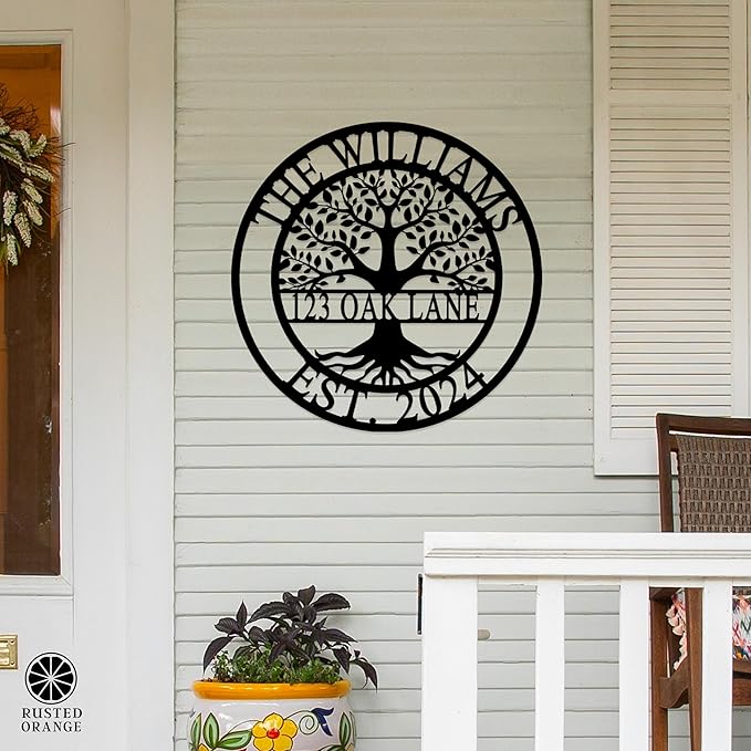 Established Family Tree Metal Sign – Custom Last Name Wall Decor for Home, Established Family Name Sign, Personalized Home Tree Wall Art (24")
