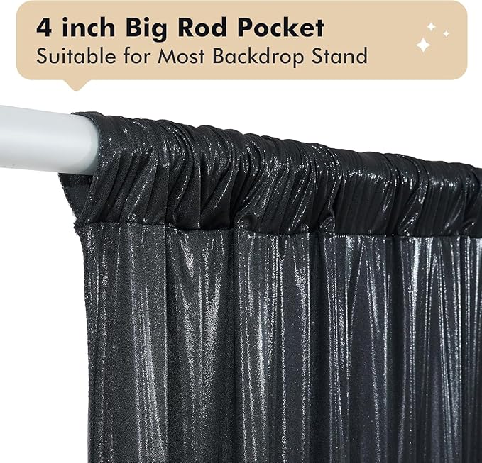 40ftx10ft Shimmer Black Sequin Backdrop Curtain for Parties, Thick Wrinkle Free Glitter Backdrop Drapes Photo Back Drop Curtains for Birthday Wedding Halloween Photography Background-8 Panels 5x10ft