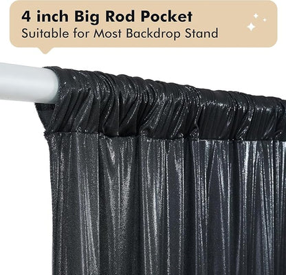 40ftx10ft Shimmer Black Sequin Backdrop Curtain for Parties, Thick Wrinkle Free Glitter Backdrop Drapes Photo Back Drop Curtains for Birthday Wedding Halloween Photography Background-8 Panels 5x10ft