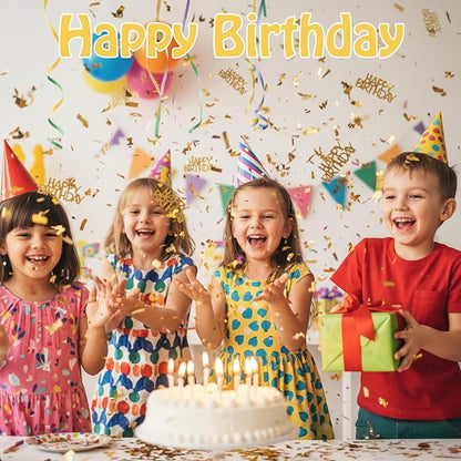 100 Pcs Gold Happy Birthday Confetti, Gold Confetti Birthdays Party Decorations Birthday Table Decorations Cake Balloon Scatter Decoration for Birthdays, Baby Shower Party Supplies