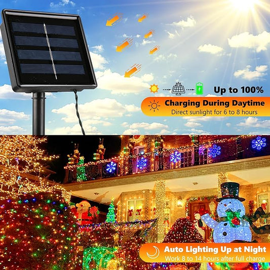 Joomer Solar Christmas Lights, 2 Pack Total 144 FT 400 LED 8 Modes Waterproof Solar String Lights Outdoor Auto ON/Off for Patio, Tree, Garden, Christmas Decorations (Multicolor)