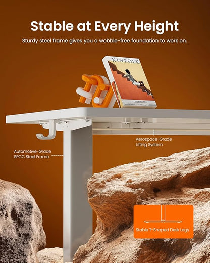 ErGear Height Adjustable Electric Standing Desk, 32 x 19 Inches Sit Stand up Desk, Memory Computer Home Office Desk, White