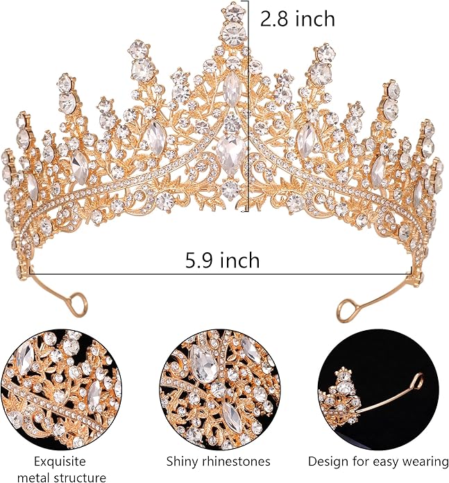 Tiaras and Crowns for Women Crystal Princess Tiaras Rhinestone Queen Crowns For Wedding Bridal Birthday Prom Pageant Party (Tiara 100)