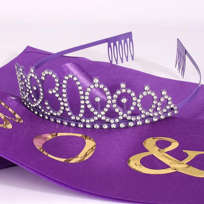 CIEHER 30th Birthday Decorations - Sash, Crown, Tiara, Cake Topper, Photo Booth Props & Party Supplies in Purple