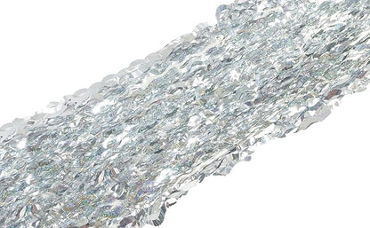 4 Pack 3.3 ft x 6.6 ft Silver Metallic Tinsel Foil Fringe Curtains - Door Streamers for Photo Booth Christmas Day Thanksgiving Wedding New Year Party Decorations