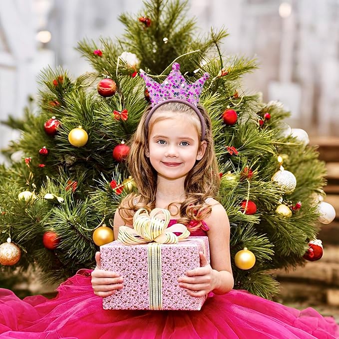 Princess Crowns 10 Packs Headbands for Girls Women, Glitter Birthday Tiara Crowns for Princess Party Favors Birthday Gifts
