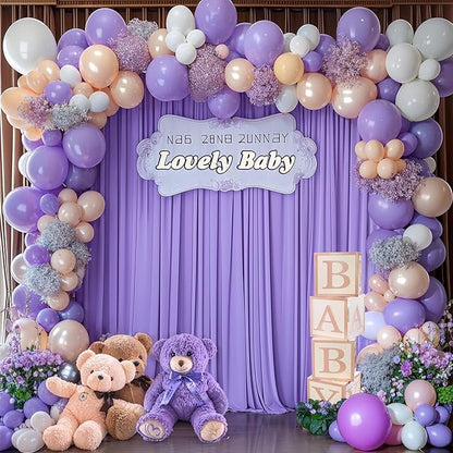 8 x 10ft Lavender Backdrop Curtains Photo Backdrop Drapes Wrinkle-Free Polyester Curtain Backdrop for Girls Birthday Party Photoshoot Backdrop Wedding Baby Shower Graduation Celebrations Decor