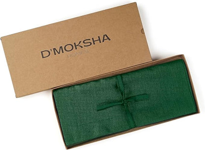 D'Moksha Homes Linen Forest Green Table Runner 120 Inches Long - 100% Pure Linen Dining Table Runner 14 x 120 Inch for Fall, Thanksgiving, Christmas, Holiday - Machine Washable