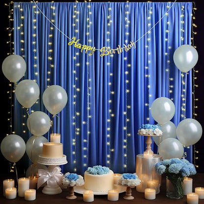 8 Panels Royal Blue Backdrop Curtain for Wedding Parties Wrinkle Free Blue Photo Curtains Backdrop Drapes Fabric Decoration for Birthday Party Baby Shower 40ft(W) x 10ft(H)