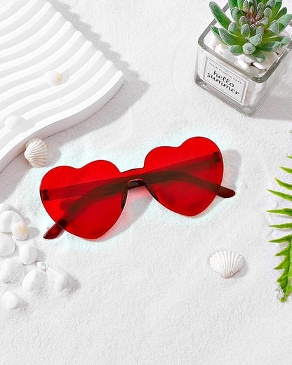40 Pairs Heart Shaped Sunglasses Bulk, Colorful Rimless Fun Heart Sunglasses for Women Party Favors