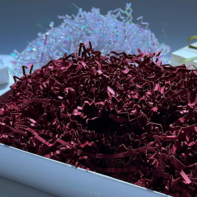 2LB Burgundy Crinkle Paper Filler for Gift Baskets Easter Egg Grass
