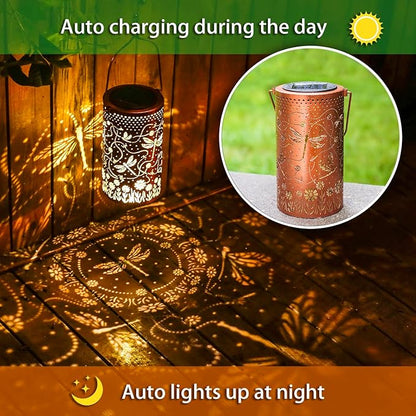 Christmas Gifts for Women Dragonfly Solar Lanterns Outdoor Waterproof Hanging Solar Lights Dragonfly Gifts for Men Metal Decorative LED Lanterns for Yard, Patio, Lawn, Tabletop, Pathway, Garden Decor