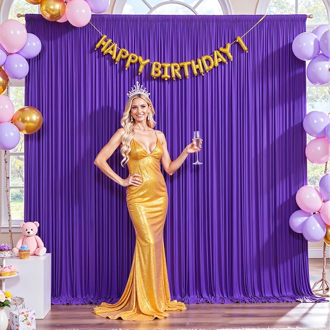 10x10 Purple Backdrop Curtain for Parties Wedding Wrinkle Free Purple Photo Curtains Backdrop Drapes Fabric Decoration for Birthday Party Photography 5ft x 10ft,2 Panels