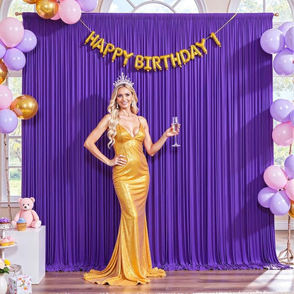 10x10 Purple Backdrop Curtain for Parties Wedding Wrinkle Free Purple Photo Curtains Backdrop Drapes Fabric Decoration for Birthday Party Photography 5ft x 10ft,2 Panels