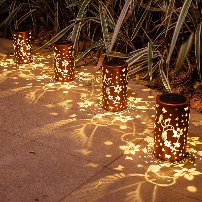 Christmas Gifts for Women, 2 Pack Solar Lanterns Outdoor Waterproof Hummingbirds Birthday Gifts for Women Mom Grandma Garden Decor Hanging LED Decorative Light for Patio Yard Lawn Gardening Gifts