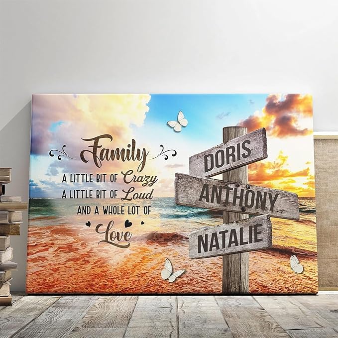 Dem Canvas Personalized Family Names Canvas, Custom Vintage Wooden Sign With Name, A Whole Lot Of Love Family Street Sign Customized