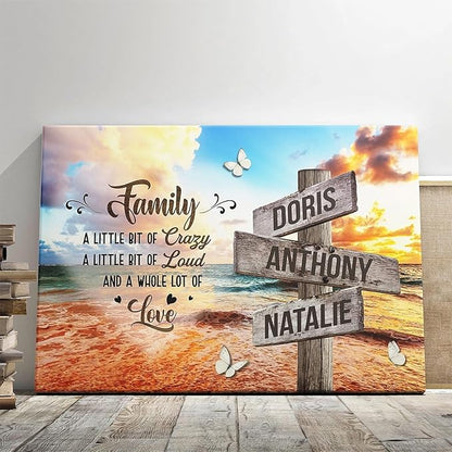 Dem Canvas Personalized Family Names Canvas, Custom Vintage Wooden Sign With Name, A Whole Lot Of Love Family Street Sign Customized