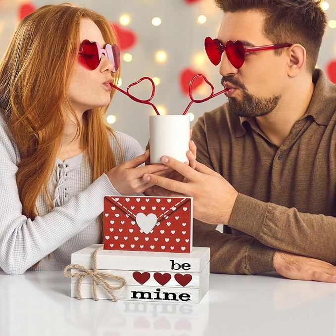 Smile Valentine's Day Wooden Book Decor Be Mine Envelope & Heart - Themed Signs, Valentine Indoor Decoration