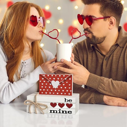 Smile Valentine's Day Wooden Book Decor Be Mine Envelope & Heart - Themed Signs, Valentine Indoor Decoration