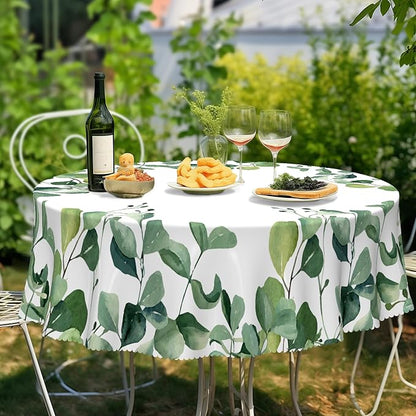 Eikione Round Tablecloth 70inch, Summer Floral Tablecloth Waterproof and Wrinkle-Free, Table Covers, Summer Decorations for Home Dining