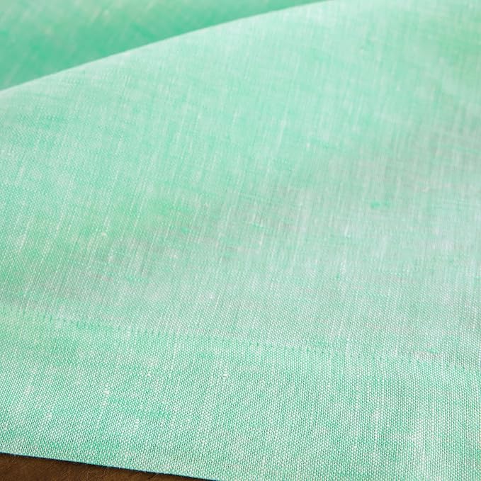 Solino Home Linen Tablecloth 60 x 120 Inch - 100% Pure Linen Chambray Aqua Table Cloth for Rectangle Tables - Athena, Machine Washable Tablecloth