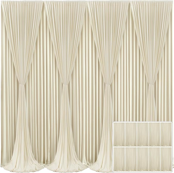 10 Panels Beige Backdrop Curtain for Wedding Parties Wrinkle Free Beige Photo Curtains Backdrop Drapes Fabric Decoration for Baby Shower Photography 50ft(W) x 10ft(H)
