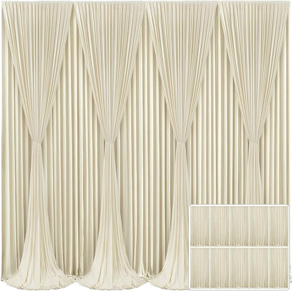 10 Panels Beige Backdrop Curtain for Wedding Parties Wrinkle Free Beige Photo Curtains Backdrop Drapes Fabric Decoration for Baby Shower Photography 50ft(W) x 10ft(H)