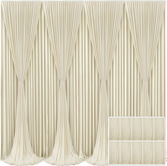 10 Panels Beige Backdrop Curtain for Wedding Parties Wrinkle Free Beige Photo Curtains Backdrop Drapes Fabric Decoration for Baby Shower Photography 50ft(W) x 10ft(H)