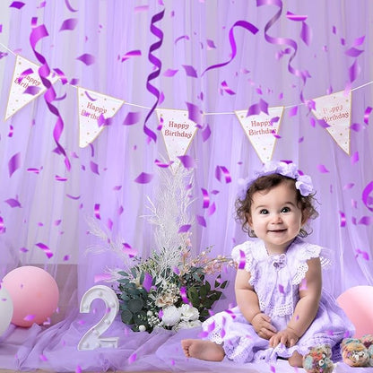 Lavender Tulle Backdrop Curtains for Parties Baby Shower Birthday Wedding 10ft X 8ft Sheer Backdrop Curtains for Butterfly Elephant Memaid Photoshoot Decorations