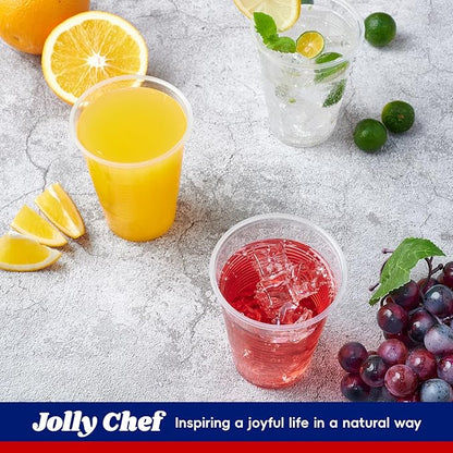 JOLLY CHEF 600 Pack 9 oz Clear Plastic Cups,9 Ounce Disposable Cups for Parties, Picnics, BBQs, Travel, Halloween, Christmas Party, and Events