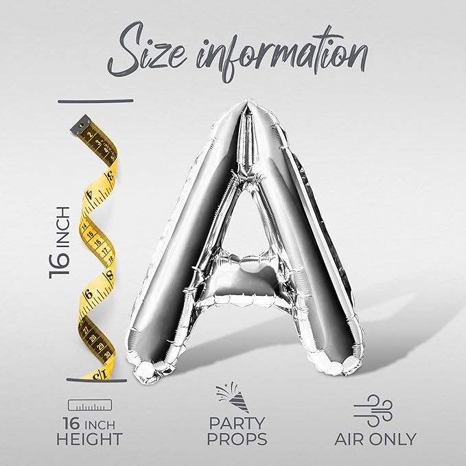 Letter Balloons - LOVE IS IN THE AIR 16" Inch Alphabet Letters Foil Mylar Balloon Valentines Day Party Banner (Silver)