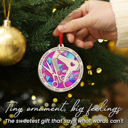 FLAGWIX Christmas Hairstylist Gifts Women - Suncatcher Hairdresser Christmas Ornaments 2025 for Tree Decorations - Hair Stylist Ornament, Hair Stylist Gifts for Hairdressers Female Barbers Beauticians