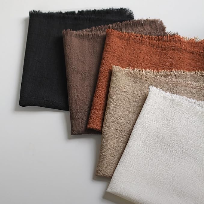 Handmade Cloth Napkins 100% Cotton Napkins with Fringe，Delicate Handmade Cloth Napkins for Dinners, Parties, Weddings and More，18 x 18 Inch Set of 6 - Terracotta