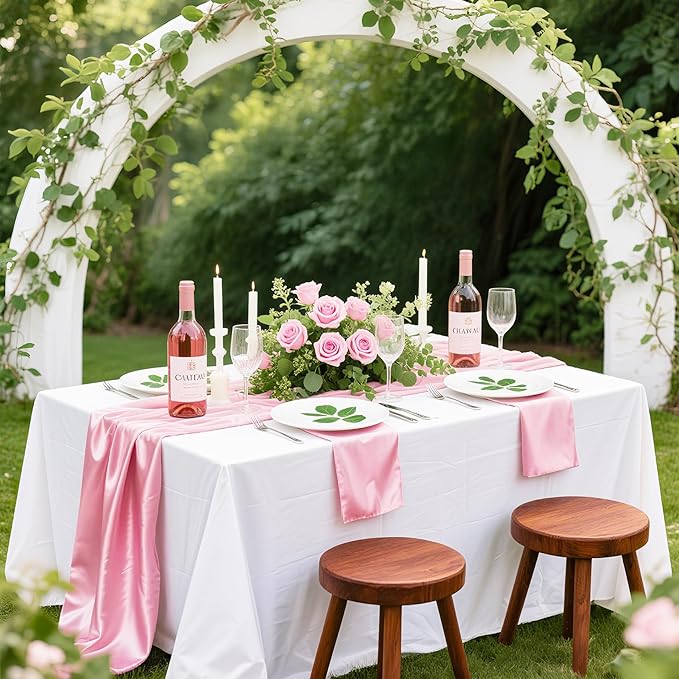 Bailarina 80 Pack Pink Satin Napkins,17x17 Inches Wedding Napkins Square Soft Silky Table Napkins Bulk Decorative Elegant Cloth Napkin for Party Decoration, Banquet,Wedding,Graduation