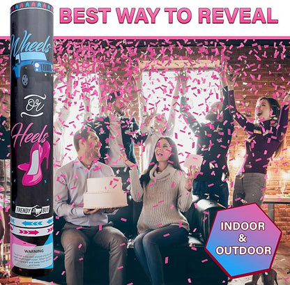 5pc Pink Gender Reveal Confetti Cannon Poppers - Biodegradable Baby Girl Gender Reveal Poppers Confetti - Pink Confetti Cannon Gender Reveal Confetti Poppers, Pink Confetti Popper for Party
