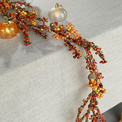 Fall Garland with Lights 6.5FT Battery Operated Halloween Lights with Remote Control - 25 LEDs Warm Orange Fall Fairy Lights for Thanksgiving Halloween Mantle Table Fall Decorations